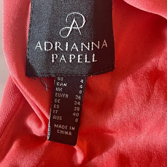 Adrianna Papell Coral One-Shoulder Draped Shift Dress Size 4 - Picture 7 of 10